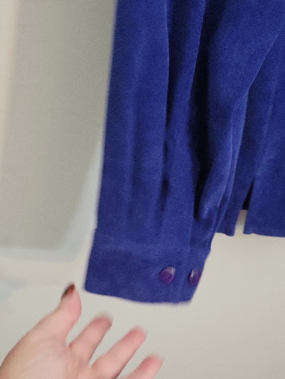 Allison Daley Deep Blue Suede Button-Front Jacket - Picture 5 of 5